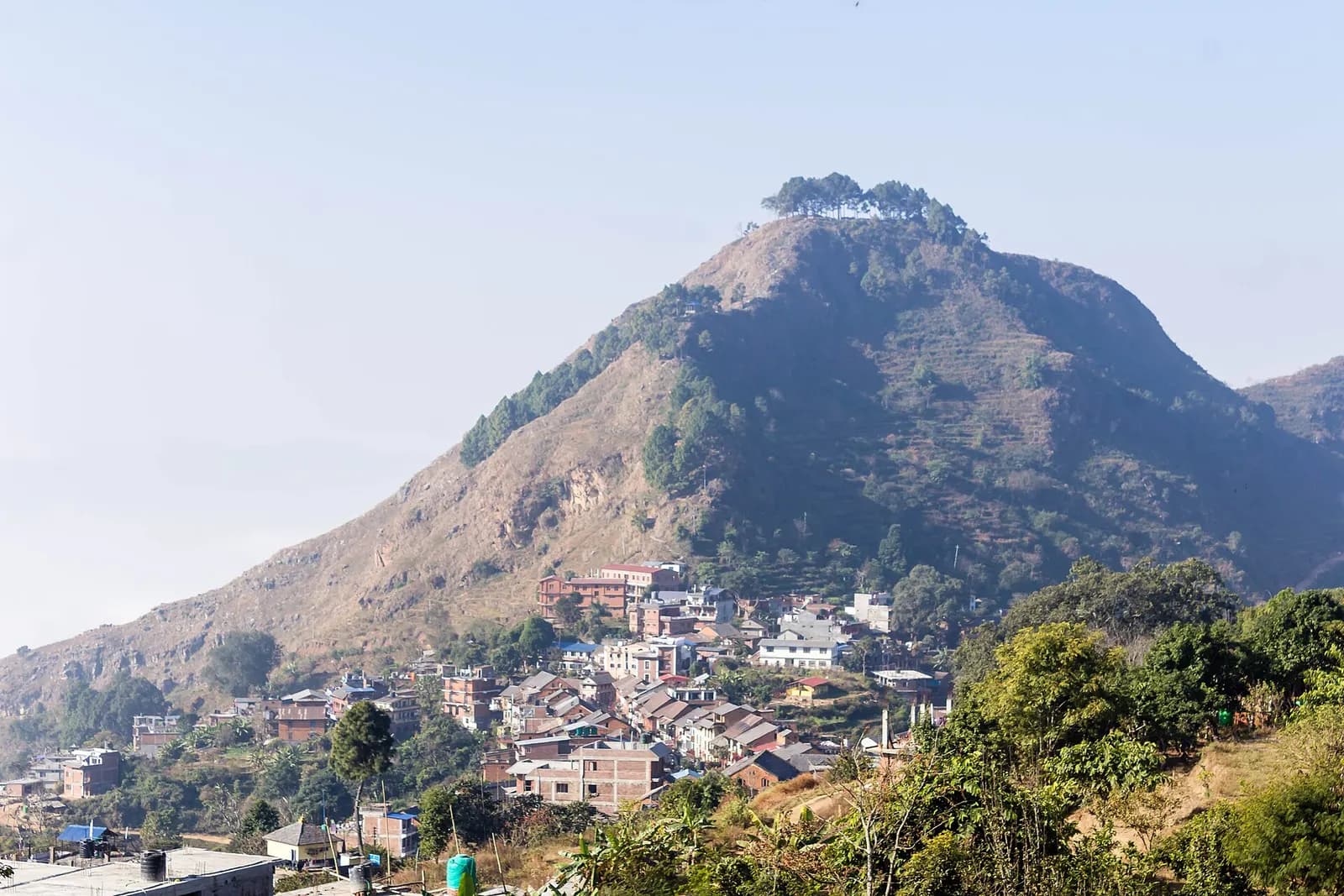 Bandipur on its hilltop above the Prithvi Highway