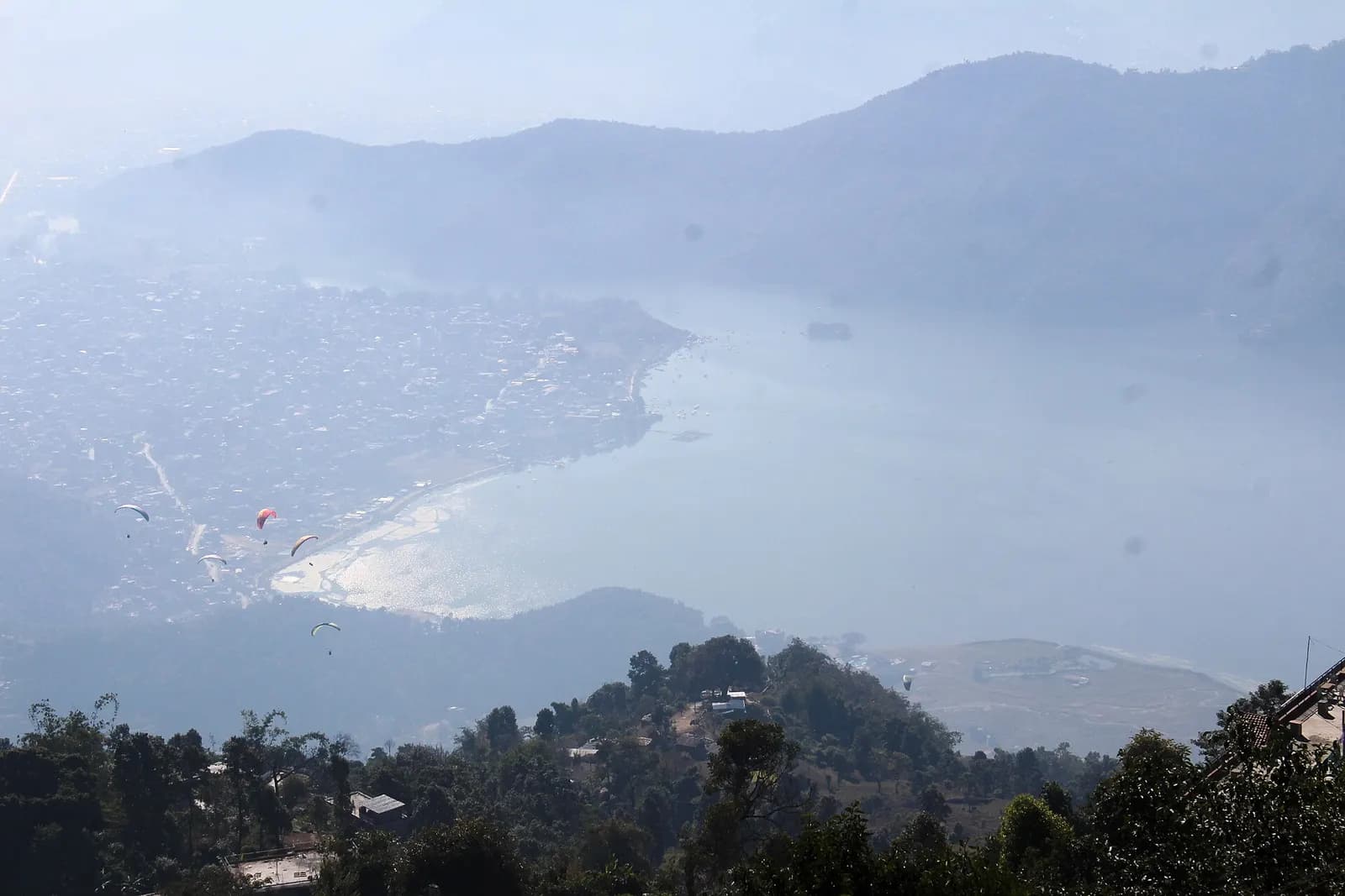 Phewa Lake and Pokhara from the hills above the city