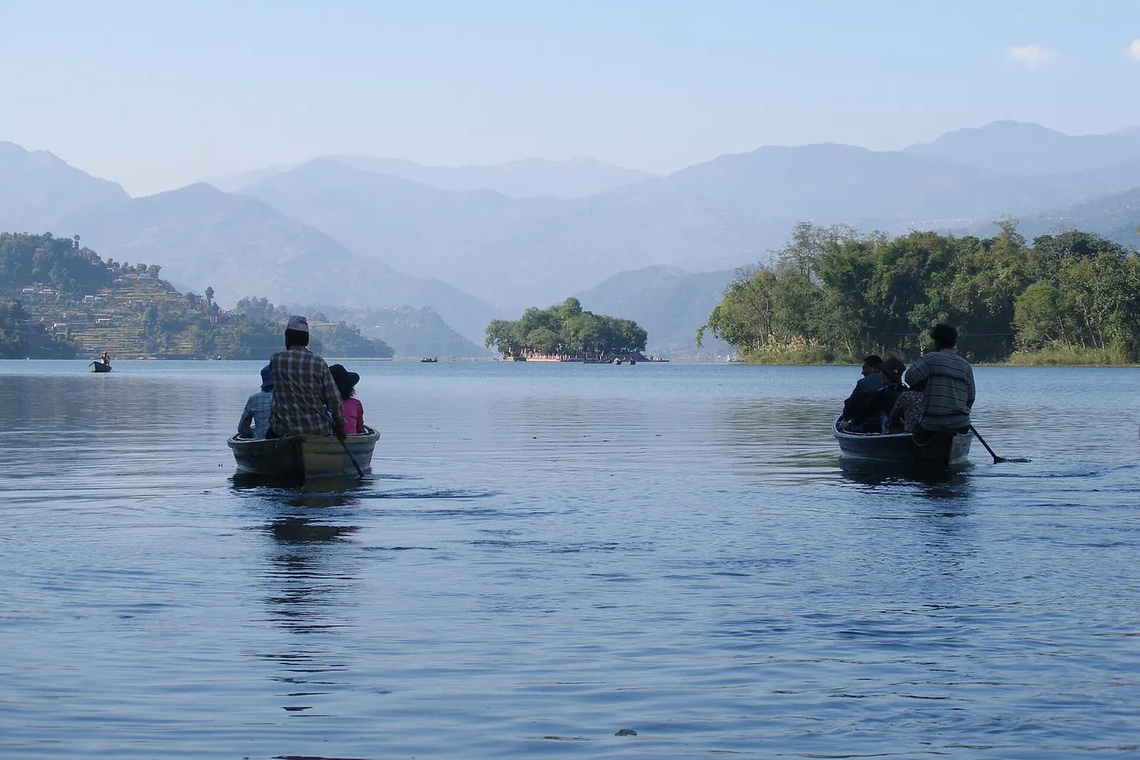Rowing boats on Phewa Lake, Pokhara