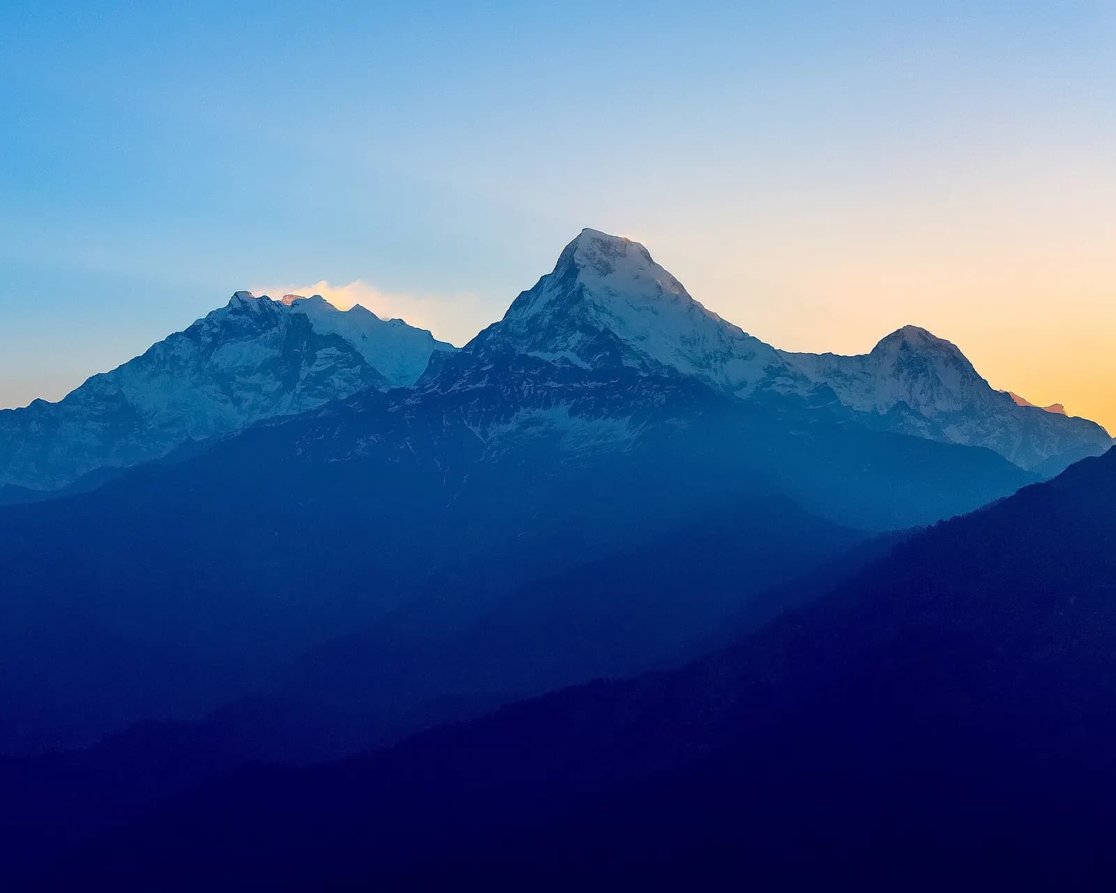 Annapurna South and Hiunchuli at dawn from Poon Hill