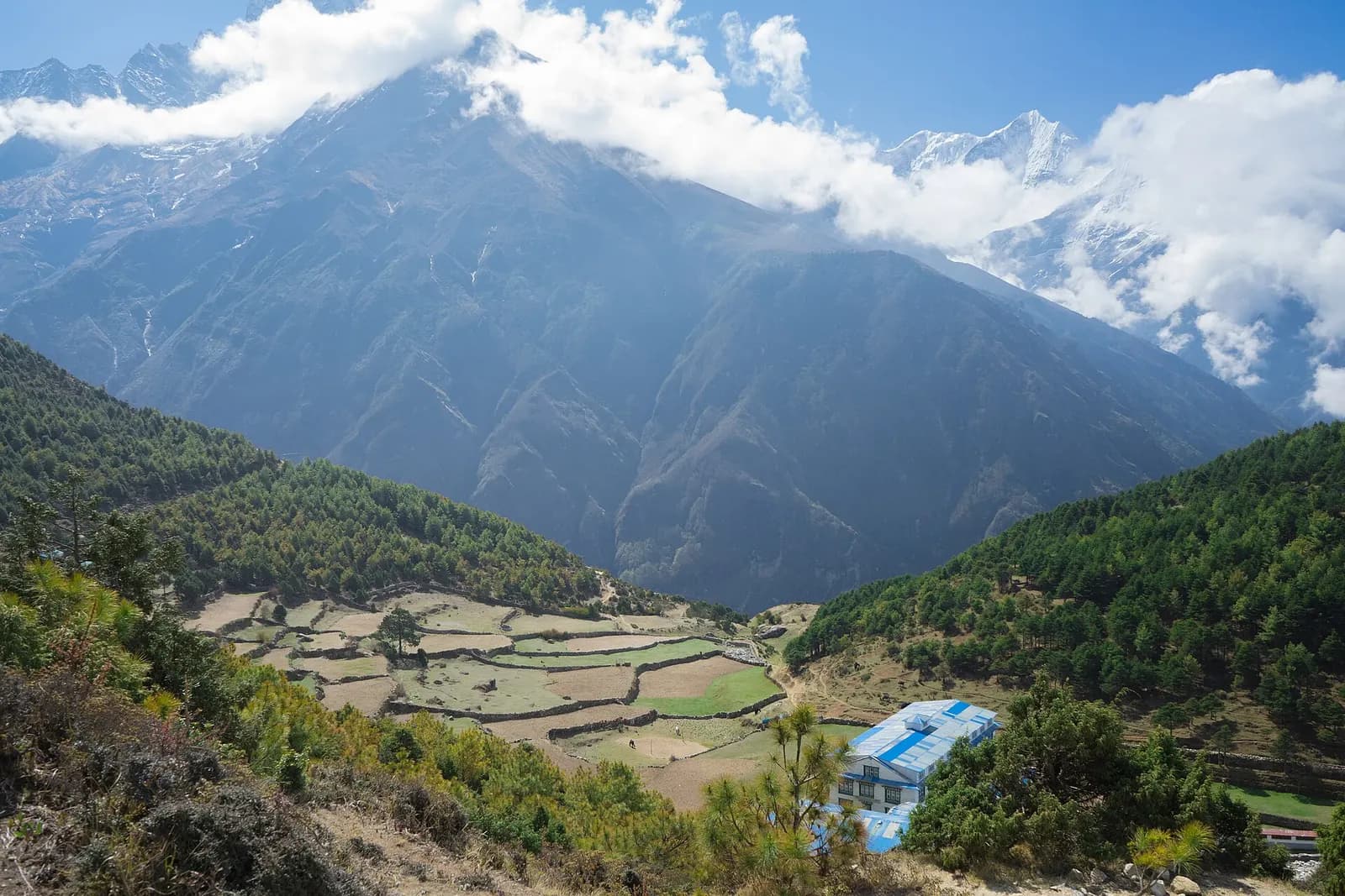 Here's one of the scenes looking back down the valley as we trek from Namche Bazaar to Everest View Hotel