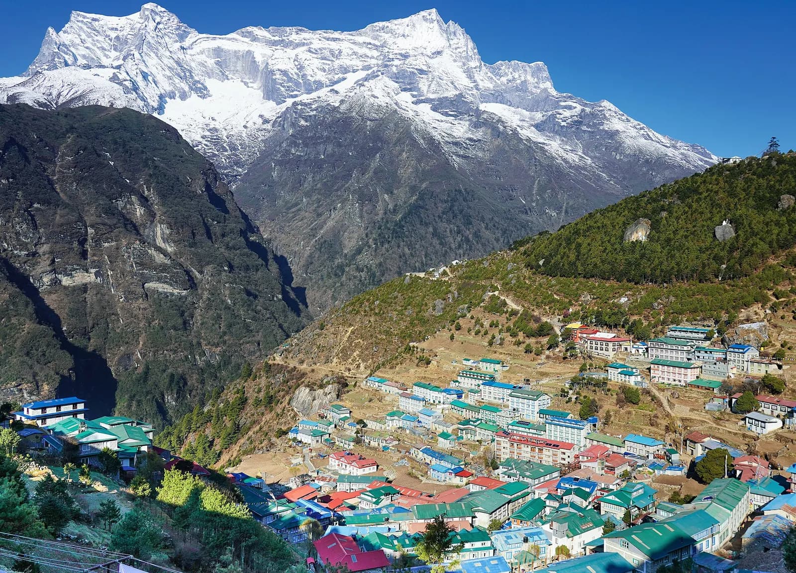 Namche Bazaar facing Kongde Ri towards west